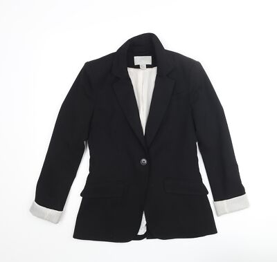 H&M Womens Black Polyester Blend Blazer Size - Main Image