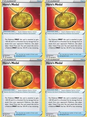 4x Hero's Medal Playset Trainer Card 152/185 Vivid Voltage Pokemon TCG NM