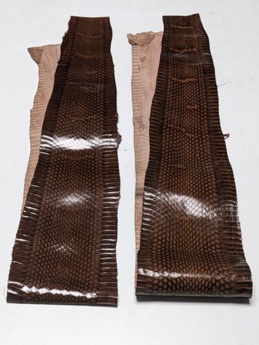 Asia Cobra Snake Skin w/ Hood Mark Snakeskin Hide Leather Brown - Picture 9 of 9