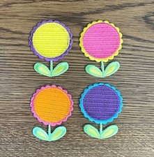 6 pc Lot Cute Bright Scalloped FLOWER Embroidered Patch Iron-On/ Sew-on DIY