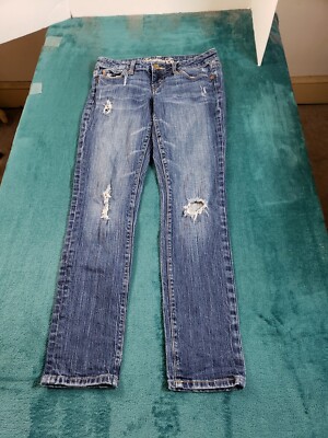 American Eagle Jeans Sz 4 Womens Blue Mid Rise Ladies Stretch Pants 77 Skinny