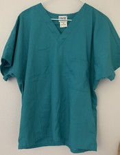 Simply Basic Womens Teal Green V-neck scrub top small