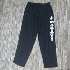 Marines Mens Size 2XL Pull On Lounge Baggy Pants Black Spell Out Elastic Waist
