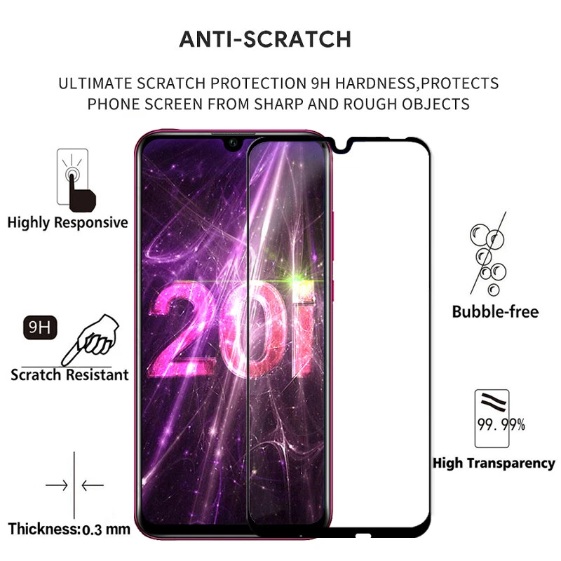 Paquete de 2 protectores de pantalla de vidrio templado para Huawei Honor 8X 9 10 Lite 20 Pro 20i Foto 4 de 4