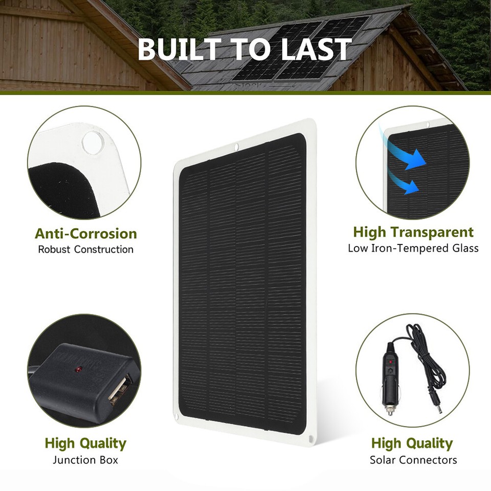 12V 60W Solar Panel Trickle Car Battery Charger Power Portable ...