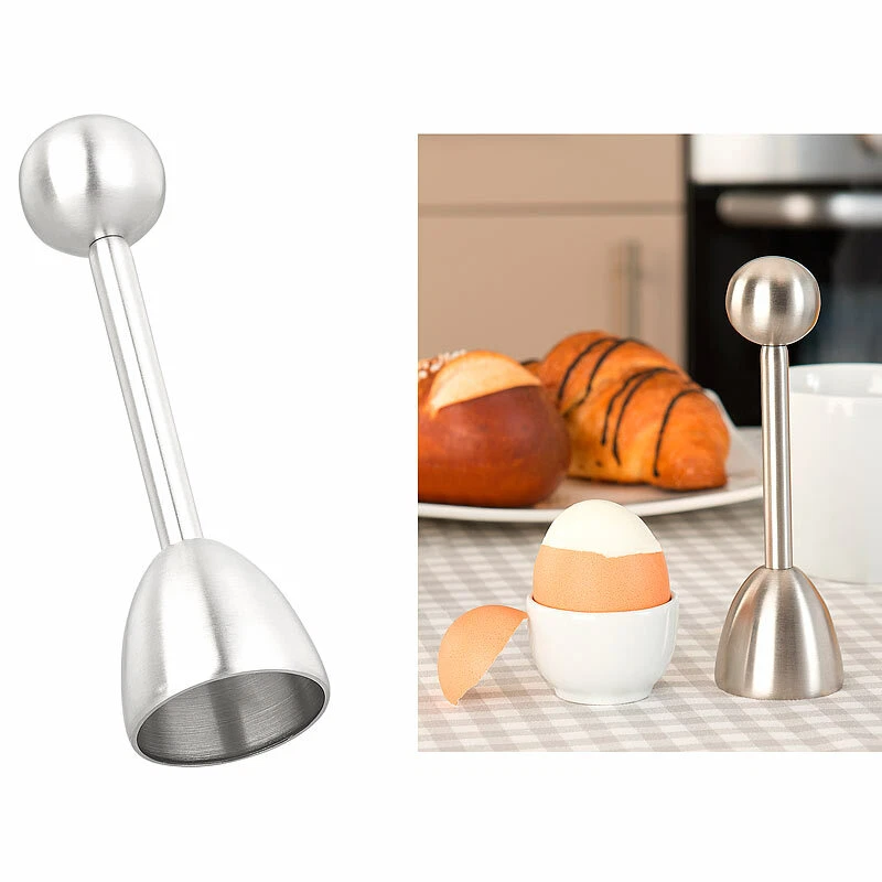 Produktbild von 2er Set Eierköpfer & Eieröffner Aus Edelstahl – Sollbruchstellenverursacher Mit Kugelmechanismus, Spülmaschinenfest, Frühstückshelfer