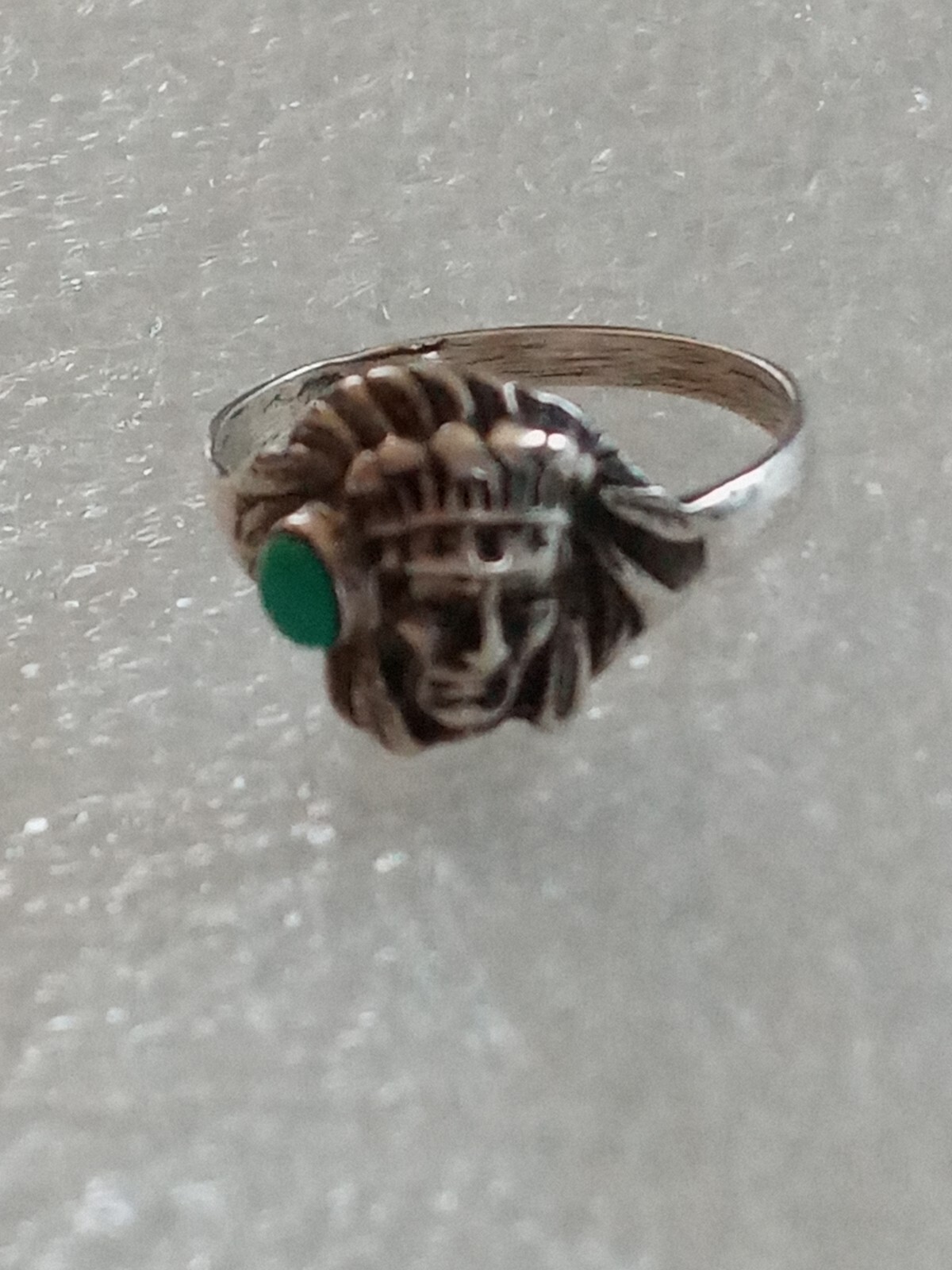 Sterling Silver Sleeping Beauty Turquoise Indian Chief Head Ring Size 9