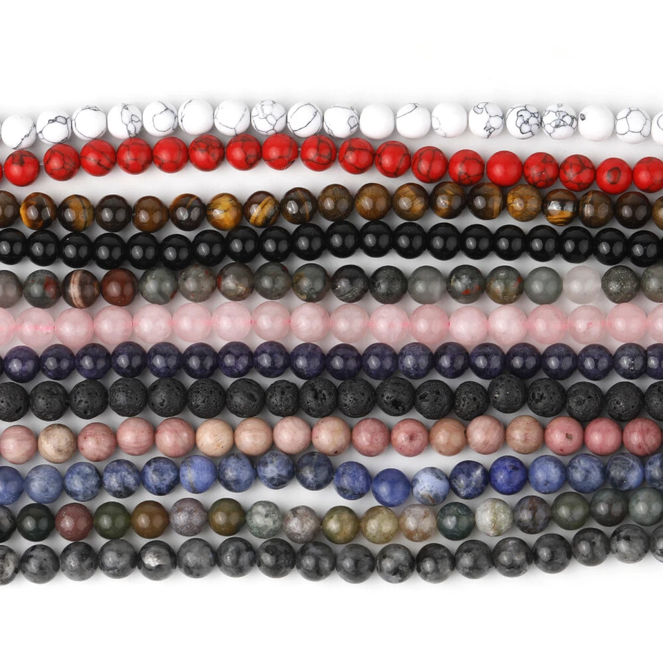 Atacado 50 fios/lote de pedras preciosas naturais espaçador redondo contas soltas 8 mm faça você mesmo - Imagem 3 de 4
