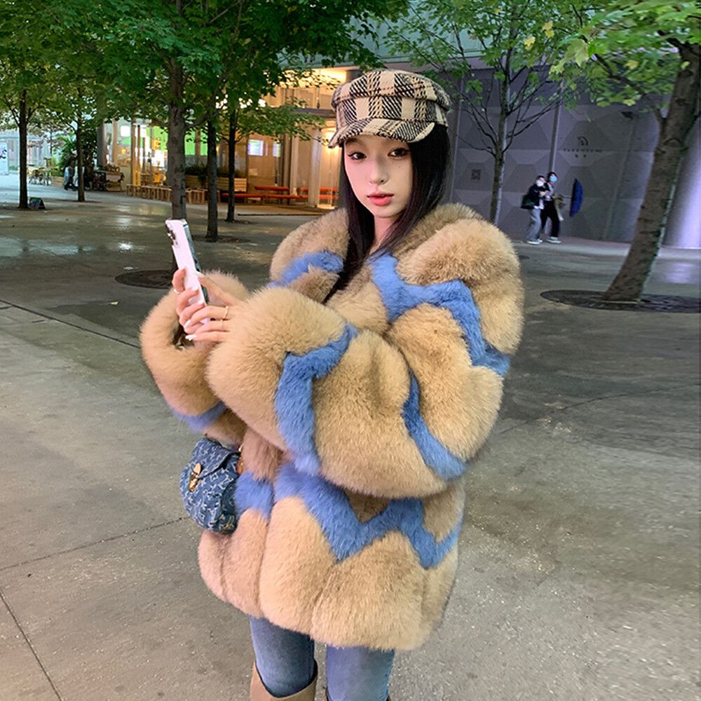 Luxury Women Real Fox Fur Winter Coats Thick Genuine Fur Jacket - Main Image