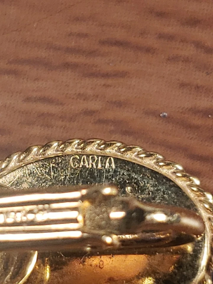 Vintage Black Onyx  1/20 14kt Gold Filled Earrings Signed CARLA - Image 4 of 4