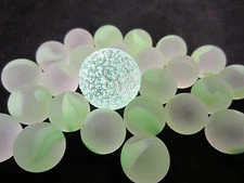 25 Glass Marbles MOON GLOW Green game pack vtg style Shooter Patch Mib