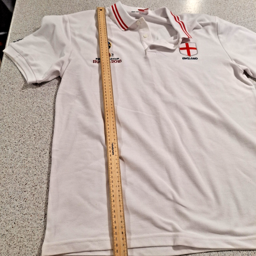 Copa Mundial de la FIFA Inglaterra Polo Blanco XL Bordado Camiseta de Fútbol 2018 Rusia - Imagen 10 de 11