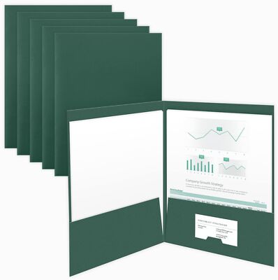 25 Count Green Two Pocket Presentation Folders Perfect for Sales Material Im...