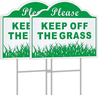 JIAMING Please Keep Off The Grass Signs, 2 Pack 12 x 9 12 x 9 Inch, Green 