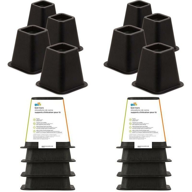 HoneyCanDo Sto01136 Stackable Square Bed Risers, 4Pack, Black eBay