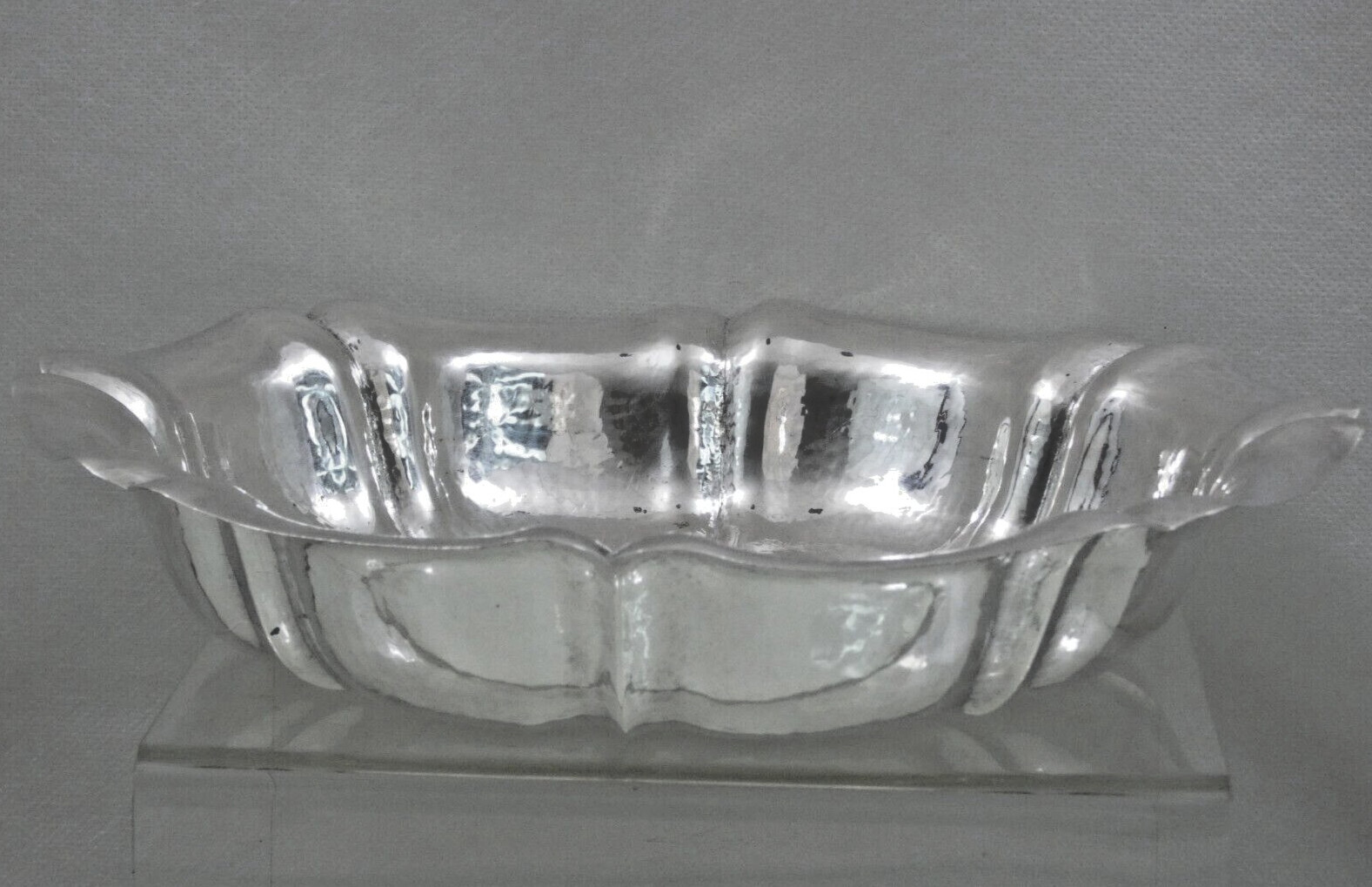 FINE 800 SILVER MODERN FRUIT BOWL HAND WROUGHT / HAMMERED Italy  (not sterling )