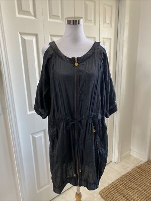 Beyoncé Dereon Black Sheer Shimmer Cold Shoulder Bubble Zip Jacket 3X NWOT