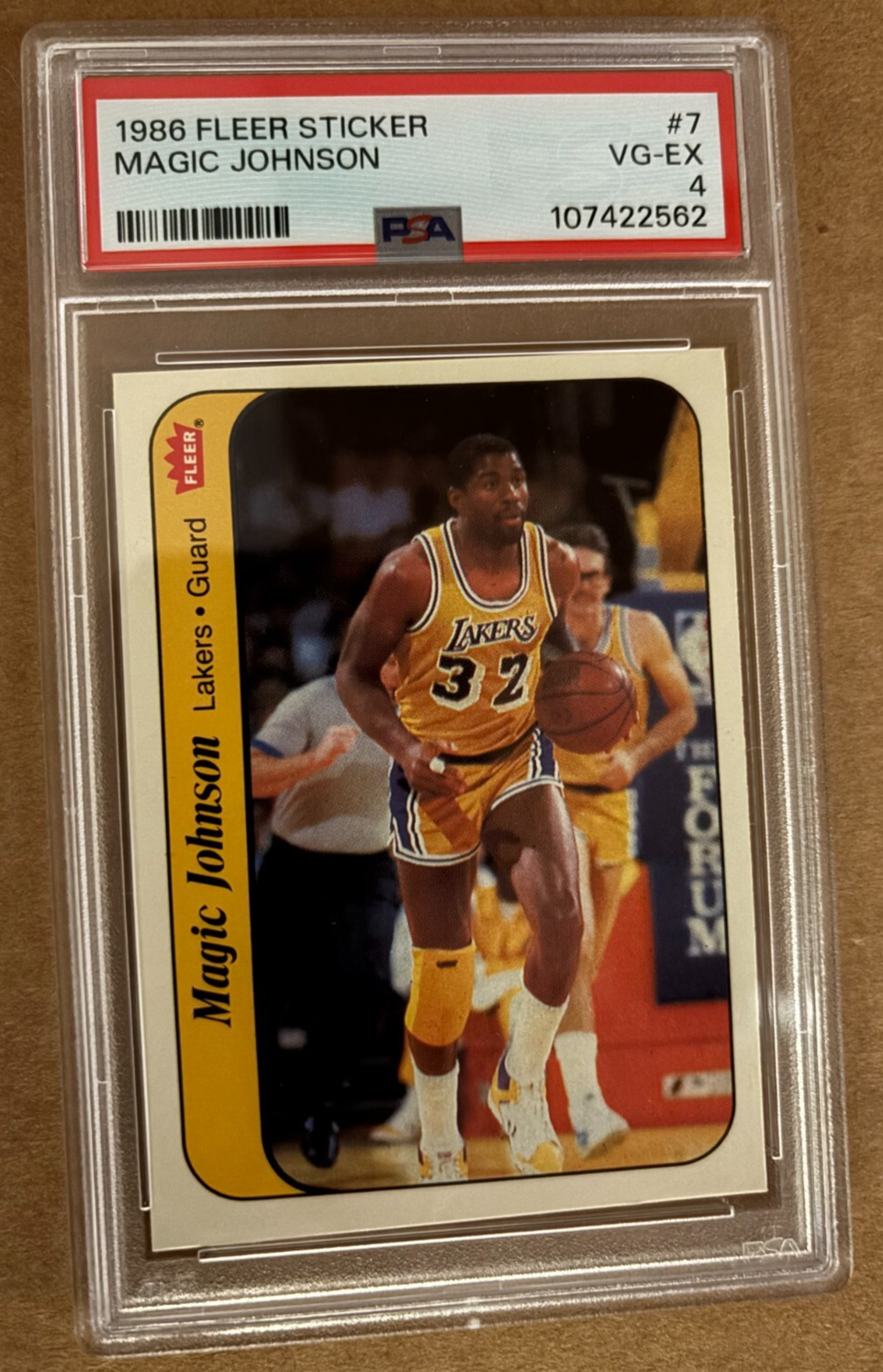 1986 Fleer Stickers Magic Johnson #7 Graded PSA 4 VG-EX Los Angeles Lakers
