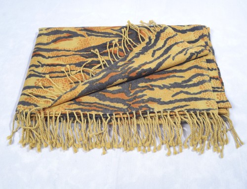 Orange Tier Tigerfell Print Schal 100% Kaschmir Pashmina - Bild 1 von 9