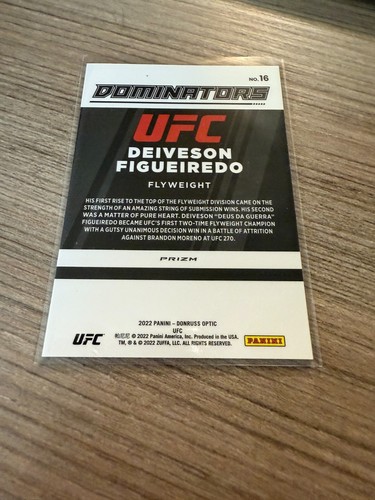 2022 Panini Optic UFC DEIVESON FIGUEIREDO White Sparkle Dominators Prizm #16 SP - Picture 2 of 2