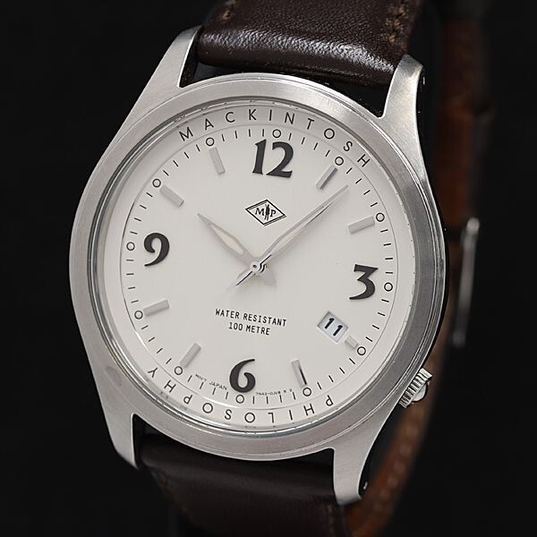 Mackintosh PHILOSOPHY QZ Ivory Dial Date Men's Watch Good Mackintosh PHILOSOPHY QZ Ivory Dial Date Men's Watch Good