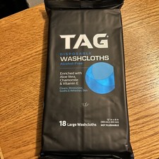 Tag Disposable Washcloths Alcohol-Free 18 per Pack 12" x 8" - NEW 
