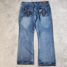 FLYPAPER Mens Jeans 38 X 30 Blue Y2K Cybergoth Rave Baggy Skater