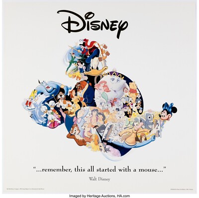 REMEMBER THIS ALL STARTED WITH A MOUSE Poster -Art of Disney 1993- WENZEL