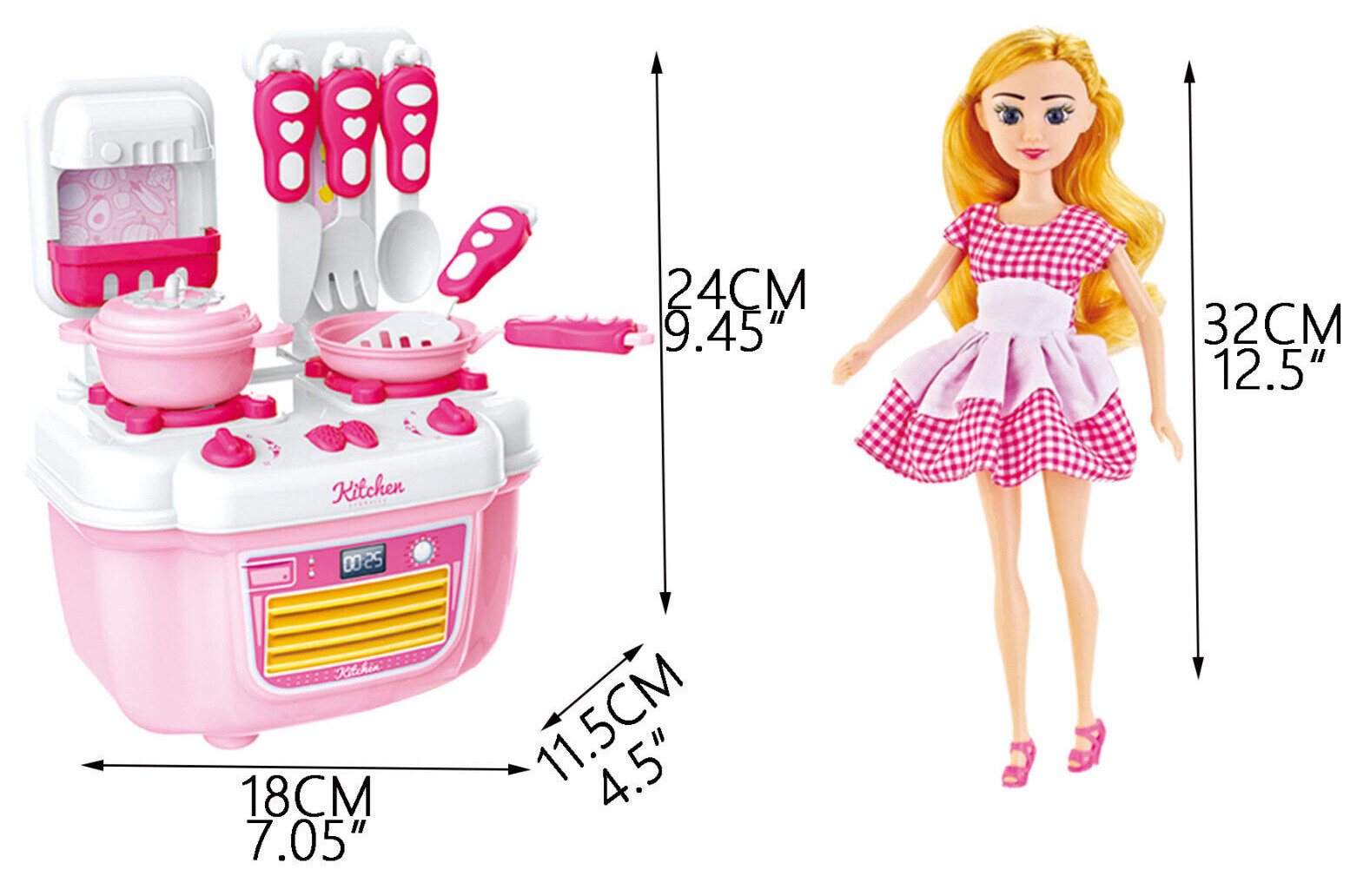 Fashion Chef Doll w/Kitchen Playset Tendy Caucacian Doll, 2 Pack
