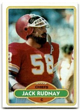 1980 Topps (A) Jack Rudnay Kansas City Chiefs #77