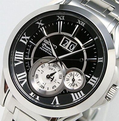 セイコー KINETIC　Premier Brand New Seiko Premier SRH009P1 Kinetic Direct Drive Brown Silver