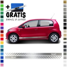 Auto Seiten-Streifen Aufkleber-Set,Dekor-Sticker komp. mit Seat Mii - Wunschtext