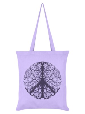 PEACEFUL TREE OF LIFE Lilac Tote Bag: peace symbol sign CND hippy
