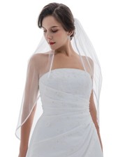 1T 1 Layer 1/4" Ribbon Edge Veil For Bridal Shower Bachelorette Wedding Party