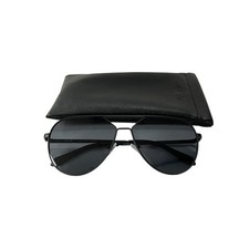 Quay Australia Hold Please Aviator Sunglasses Black Smoke 2