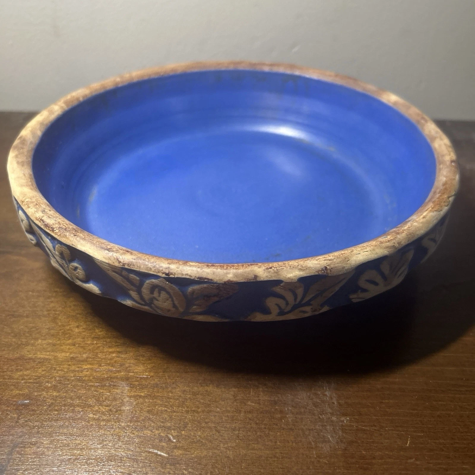 Clay City Pottery Blue Stoneware Pie Plate Dish Vintage USA 8”