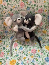 Vintage Dakin 1976 Hugging Mice Set Plush Stuffed Animal READ TLC 