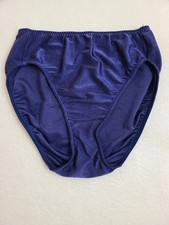 VTG Vassarette Silky Satin Ribbed Nylon Stripe High Leg Bikini Panty Size Lg