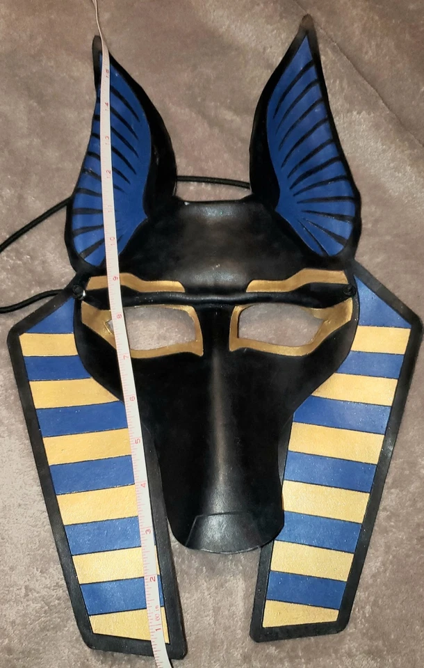 Handmade Leather Anubis Mask Hand Tooled Multicolored - Image 2 of 3