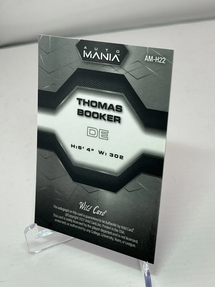 2022 Wild Card Auto Mania THOMAS BOOKER #AM-H22 Blue Shimmer Auto 4/5 - Image 2 of 2