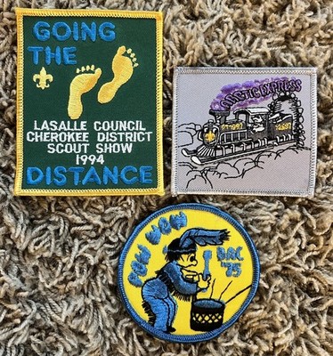 Vtg Boy Scout Patches  75 POW WOW Drummer,  94 Lasalle Council & Arctic Express