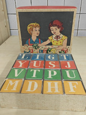 ALFABETO CON LETTERE A CUBI SCATOLA GIOCO DIDATTICO VINTAGE ANNI 50-60