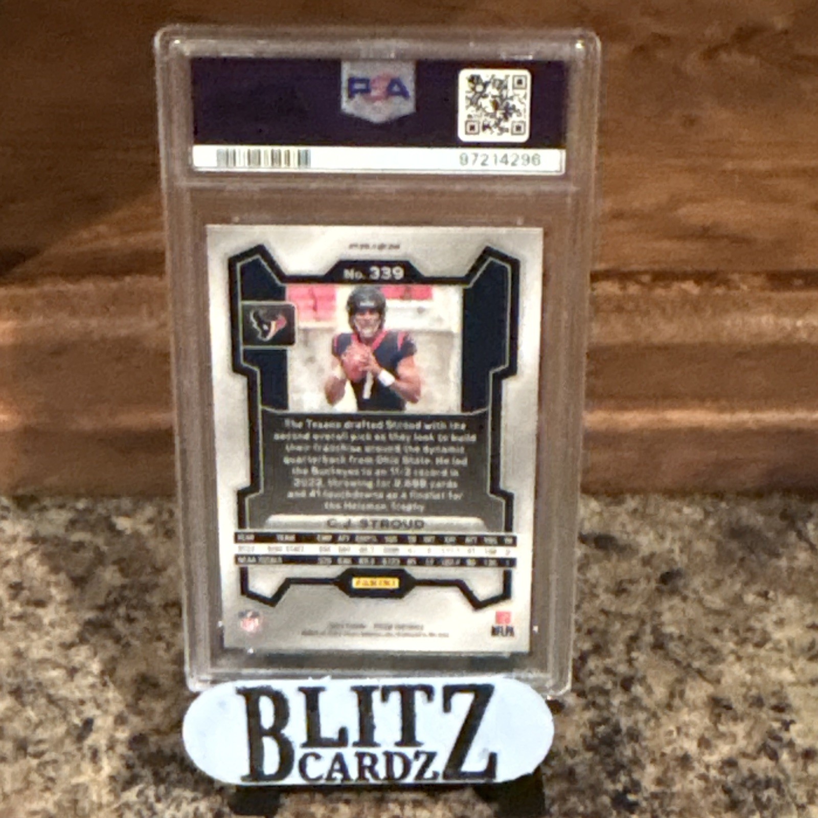 Panini Prizm 2023 C.J. Stroud RC #339 Red White & Blue Prizm PSA 9 Texans view 2