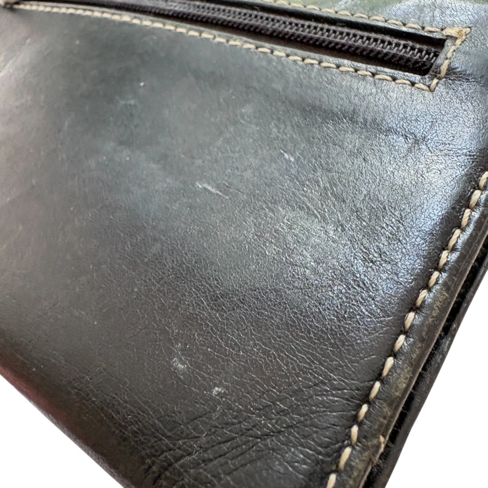 Cartera KENNETH COLE Vintage Cuero Negro Doble Pliegue Multi Bolsillo 3.25x6.5 Clásica Foto 4 de 4