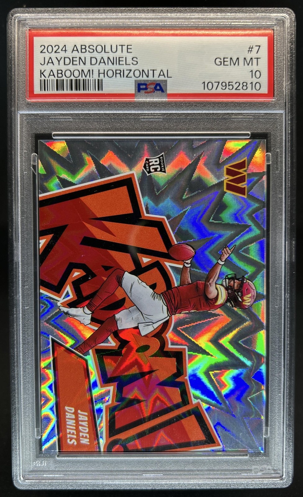 2024 Panini Absolute Jayden Daniels Kaboom Horizontal Rookie RC SSP #7 PSA 10 view 1