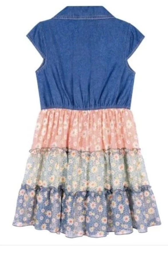 Nuevo con etiquetas Vestido Zunie Niñas Niños Multicolor Denim Manga Corta Vestido en Niveles 10/12 Foto 4 de 4