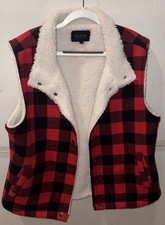 Vintage Buffalo Plaid Red/Black Vest,Pockets, size M
