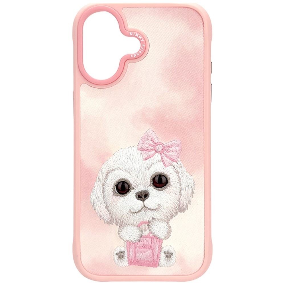 Nimmy Big Eye Cute Pet Bischon Fraise Dog Case with MagSF for iPhone 17  Pink