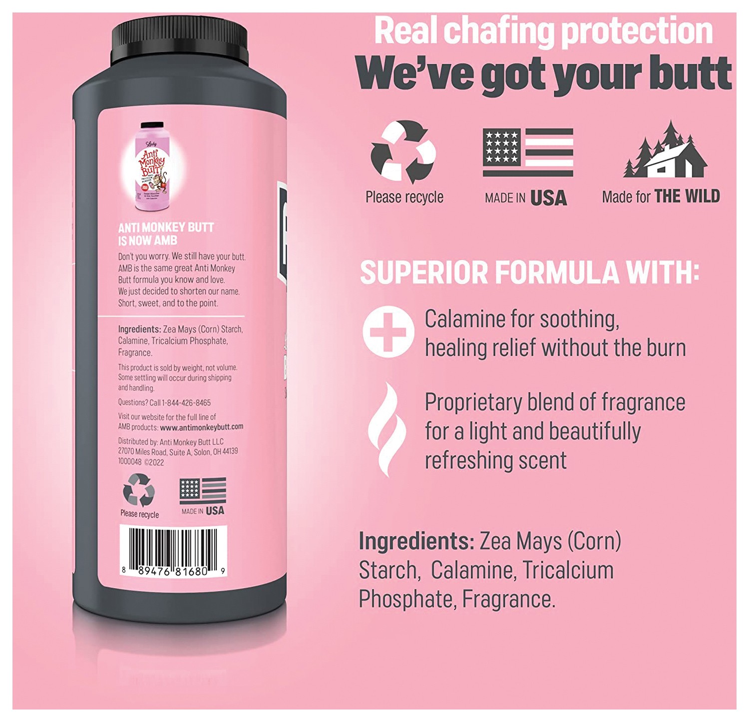 Оставайтесь свежими и чувствуйте себя комфортно с пудрой для ягодиц Lady Monkey, 8 унций