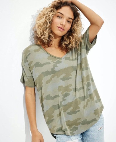 American Eagle Soft And Sexy T Shirt Women's M Camo Elevated Basics Comfortable - Picture 2 of 11